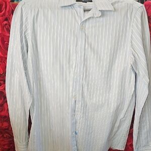 Marc Anthony Light Blue/White Striped Dress Shirt Size Medium LIKE NEW